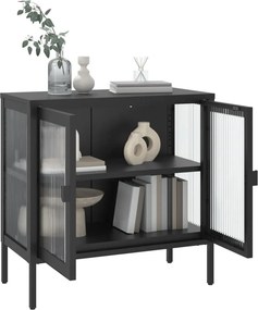 vidaXL Ντουλάπι Μαύρο 70 x 35 x 70 εκ. από Γυαλί και Ατσάλι