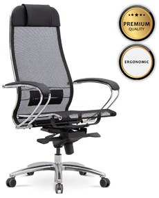 Καρέκλα γραφείου εργονομική Samurai-2 Megapap με ύφασμα Mesh σε μαύρο 70x71x123/138εκ. - Μέταλλο - GP008-0026