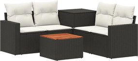 vidaXL Σετ Καναπέ 6 τμχ. Μαύρο και Κρεμ Λευκό 55 x 55 x 37 εκ