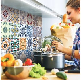 Πλάτη προστασίας τοίχου εστιών κουζίνας Azulejos L 67202 Ango-67202-Πολύχρωμο 67202
