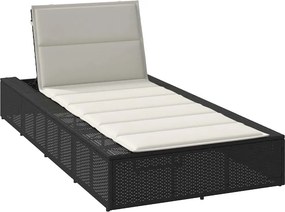vidaXL Ξαπλώστρα με αιωρούμενο μαξιλάρι Μαύρο Poly Rattan