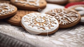 Intra Συλλεκτικό Ξύλινο Παζλ Plywood  4mm - Μπισκότα διακοσμημένα με νιφάδες χιονιού για τις γιορτές Σε Ξύλινο Κουτί - Διαστάσεις: 10x10 cm – 25 κομμάτια