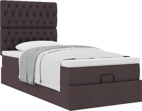 vidaXL Οθωμανικό κρεβάτι με στρώμα σκούρο καφέ 90x190cm ύφασμα