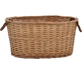 vidaXL Καλάθι Καυσόξυλων με Λαβές Μεταφοράς 56x40x28 εκ. Φυσική Ιτιά