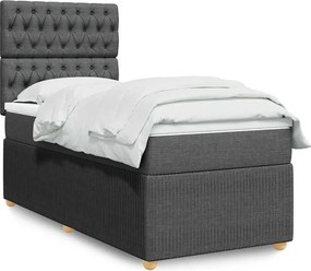 vidaXL Κρεβάτι Boxspring με Στρώμα Σκούρο Γκρι 90x190 εκ. Υφασμάτινο