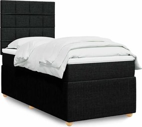 vidaXL Κρεβάτι Boxspring με Στρώμα Μαύρο 80 x 200 εκ. Υφασμάτινο