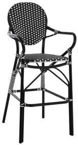 Σκαμπό Αλουμινίου Bamboo Look Με Wicker Μαύρο Λευκό 56x60x126 Εκ.