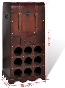 vidaXL Ραφιέρα Κρασιών με Αποθηκευτικό Χώρο για 9 Μπουκάλια Ξύλινη