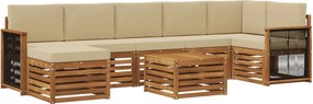 vidaXL Σειρά Καναπέ Εξωτερικού με μαξιλάρι 7 pcs Φυσικό