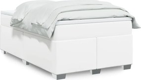 vidaXL Κρεβάτι Boxspring με Στρώμα Λευκό 120x190εκ.από Συνθετικό Δέρμα