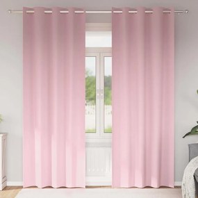 vidaXL Κουρτίνες με κουρτίνες 2 pcs Μωρουδίστικο Ροζ Πολυεστέρας