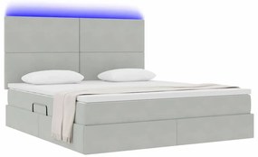 vidaXL Κρεβάτι με αποθηκευτικό χώρο και LED Ανοιχτό γκρι 180 x 200 cm