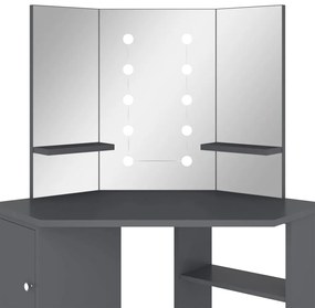 vidaXL Μπουντουάρ Γωνιακό με LED Γκρι 111 x 54 x 141,5 εκ.