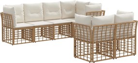 vidaXL Σειρά Καναπέ Εξωτερικού με μαξιλάρι 7 pcs Φυσικό Πολυεστέρας