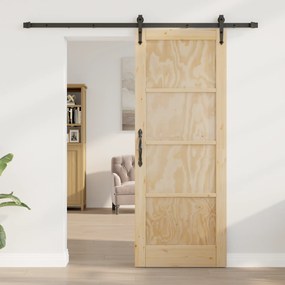 vidaXL Συρόμενη Πόρτα  με Σετ Εξαρτημάτων 78x202 εκ. Συμπαγές Ξύλο Πεύκου
