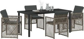 vidaXL Σέτ φαγητού για κήπο 5 pcs Γκρι συνθετικό ρατάν