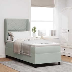 vidaXL κρεβάτι Box Spring με στρώμα ανοιχτό γκρι 80x200 εκ. βελούδο