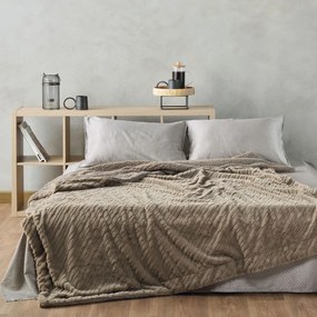 Κουβέρτα Lilibeth 43 Γούνινη Taupe Kentia Υπέρδιπλo 240x230cm Οικολογική Γούνα