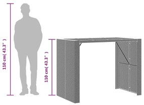 Τραπέζι Μπαρ Κήπου Επιφ. Ακακίας Γκρι 145x80x110εκ. Συνθ. Ρατάν - Γκρι