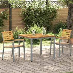 vidaXL Σέτ φαγητού για κήπο 3 pcs Γκρι και καφέ 90 x 90 x 75 cm