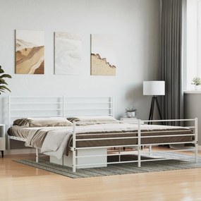 Πλαίσιο Κρεβατιού με Κεφαλάρι&amp;Ποδαρικό Λευκό 180x200εκ. Μέταλλο