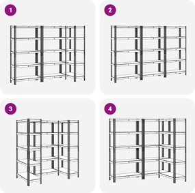 vidaXL Ραφιέρες 5 Επιπέδων 3 τεμ. Ανθρακί Ατσάλι &amp; Επεξεργασμένο Ξύλο