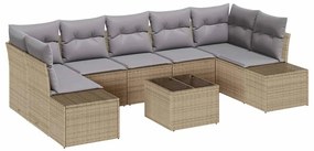 vidaXL Σετ Καναπέ Κήπου 8 pcs Μπεζ Πολυ ράταν