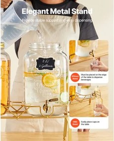 VEVOR Drink Dispenser 8L Beverage Dispenser for Parties Glass with Stand 2PCS