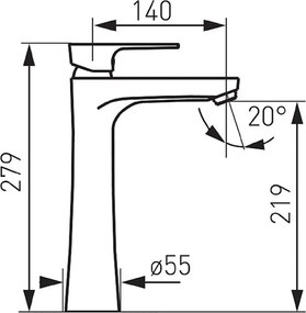 Ferro Algeo Square BAQ2LBLC Black/Chrome - Μπαταρία επιτραπέζιου νιπτήρα