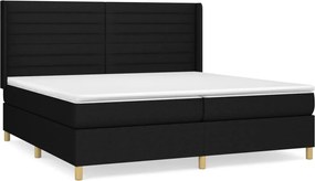 vidaXL Κρεβάτι Boxspring με Στρώμα Μαύρο 200x200 εκ. Υφασμάτινο