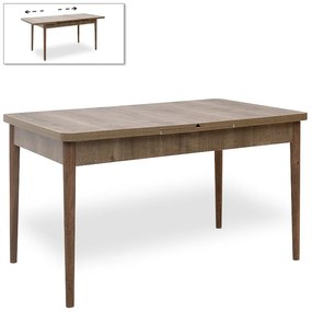 Τραπέζι Bruno Megapap επεκτεινόμενο από MDF/ ξύλο χρώμα ανοιχτό καρυδί 130/168x80x77εκ.-GP044-0008,1