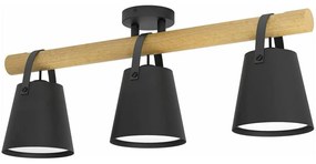 Φωτιστικό Οροφής - Πλαφονιέρα 43635 Boyle 3/E27 Black-Beige Eglo Metal,Wood