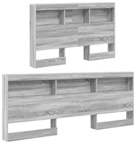 vidaXL Κρεβάτι Βιβλιοθήκης Γκρι Sonoma 120x200 εκ. Επεξεργασμένο Ξύλο
