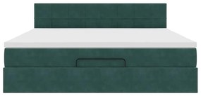 vidaXL Οθωμανικό κρεβάτι με στρώμα & LEDs Dark Green 180x200cm Velvet