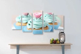 Πολύχρωμα cupcakes εικόνας 5 μερών - 100x50