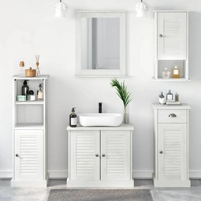vidaXL Σετ Επίπλων Μπάνιου με ράφι 5 pcs Λευκό αντικέ 37 x 34 x 110 εκ