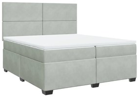 Κρεβάτι Boxspring με Στρώμα Ανοιχτό Γκρι 200x200 εκ. Βελούδινο - Γκρι