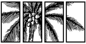 Διακοσμητικό Τοίχου Coconut Tree (Σετ 4Τμχ) 899SKL2378 34x70cm Black Wallity Metal