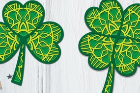 Σετ των 2 Intra απο ξύλο plywood 3mm-4mm πάχος - Clover Mandala 3D Layered Papercut Δίασταση 30x30 cm INTRAFABR-89420488