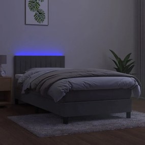 ΚΡΕΒΑΤΙ BOXSPRING ΜΕ ΣΤΡΩΜΑ &amp; LED ΑΝ.ΓΚΡΙ 80X200 ΕΚ. ΒΕΛΟΥΔΙΝΟ 3134489