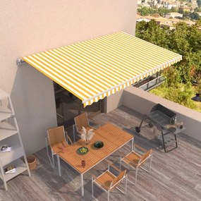 vidaXL Αναδιπλούμενη τέντα Κίτρινο και Λευκό 500 x 300 εκ