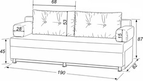 Διθέσιος Καναπές Κρεβάτι Εκρού PARMA 190x82x87