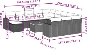vidaXL Σετ Καναπέ Κήπου 13τεμ Μπεζ Συνθ. Ρατάν με Μαξιλάρια