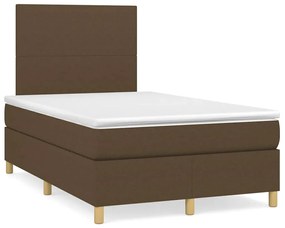 vidaXL Κρεβάτι Boxspring με Στρώμα &amp; LED Σκ.Καφέ 120x190εκ. Υφασμάτινο