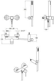 Μπαταρία ντουζιέρας Eurorama Tonda-Χρωμέ