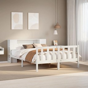 Κρεβάτι Βιβλιοθήκη Χωρίς Στρώμα 160x200 εκ Μασίφ Ξύλο Πεύκου