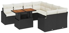 vidaXL Σετ Καναπέ Κήπου με αποθήκευση 9 pcs Μαύρο Πολυ ράταν