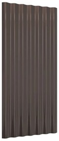 vidaXL Πάνελ Οροφής 12 τεμ. Καφέ 80x36 εκ. Γαλβανισμένος χάλυβας