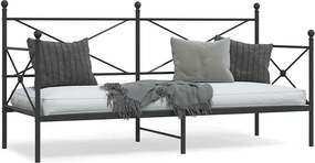 vidaXL Κρεβάτι ημέρας χωρίς στρώμα Μαύρο 90x200 cm Ατσάλι