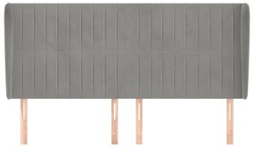 Κεφαλάρι με Πτερύγια Ανοιχτό Γκρι 183x23x118/128 εκ. Βελούδινο - Γκρι
